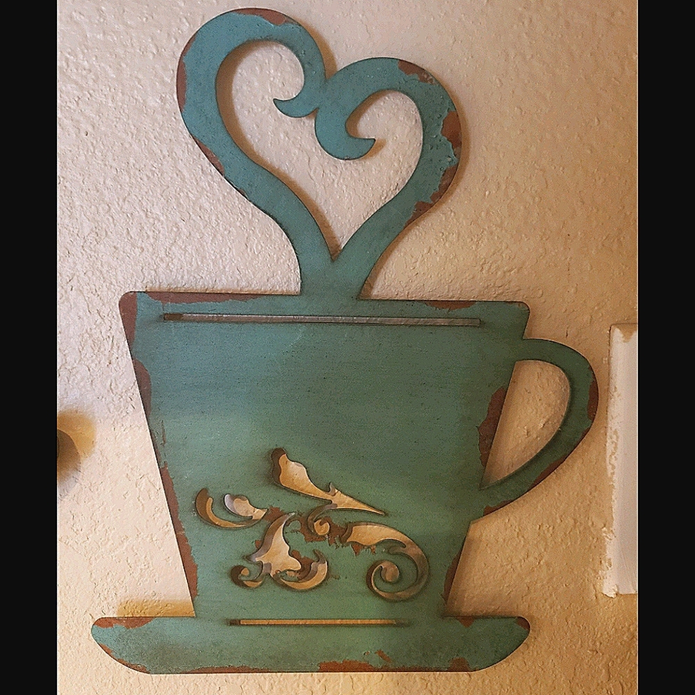 Destressed Shabby Chic Coffee Sign Wall Decor